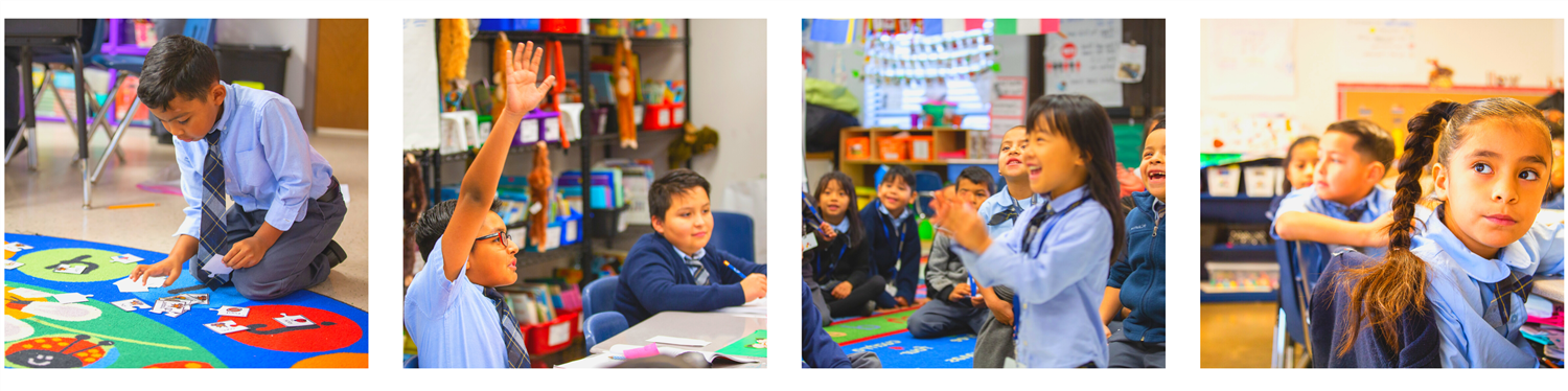 Four photos of children in classrooms Four photos of children in classrooms